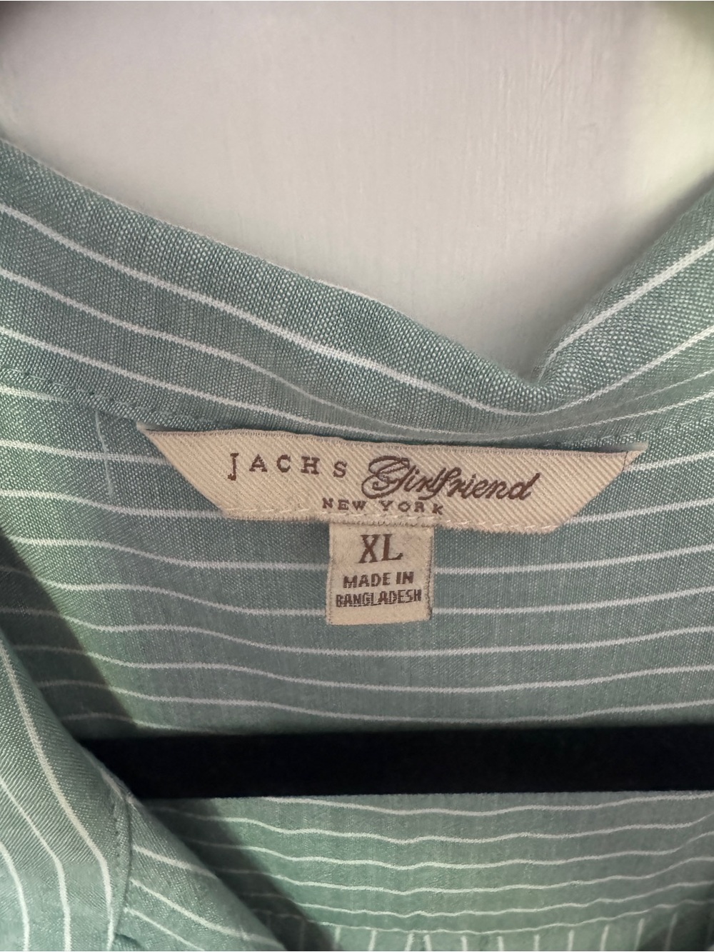 JACHS Girlfriend Mint Green Striped Button-Down Shirt